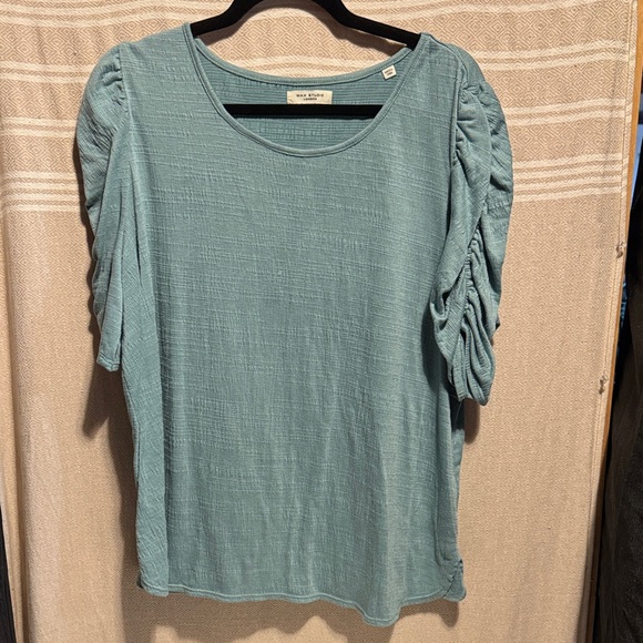 Max Studio Tops - Max Studio Teal Blouse with Ruched Sleeves
